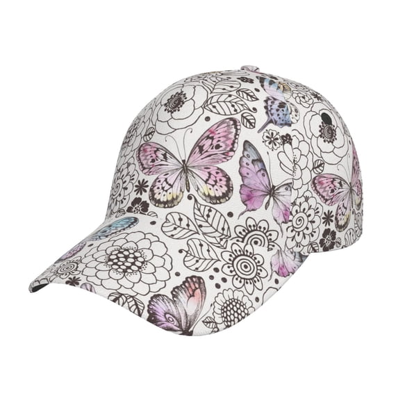 Pofeuu Vintage Butterflies Print Adult Adjustable Embroidered Graphic Baseball Hat for Men and Women