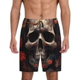 thumbnail image 1 of Pofeuu Vintage Butterfly Flower Skull Print Men's Soft Woven Elastic Waistband Sleep Pajama Short-Small, 1 of 6