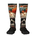 thumbnail image 1 of Pofeuu Vintage Butterfly Flower Skull Print Stockings, Adult Running Hiking Socks for Youth and Adult, 1 of 6
