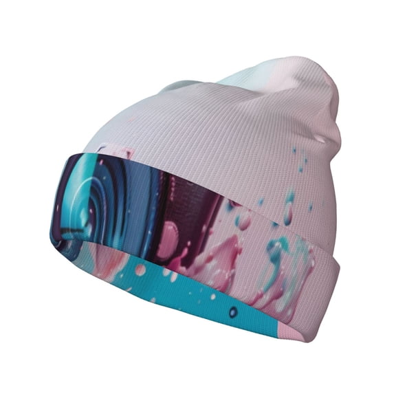 Pofeuu Vintage Camera Splash Art Print Beanie Hat for Men Women Knit Winter Hat Warm Cuffed Skull Beanie Slouchy Soft Unisex