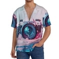 thumbnail image 1 of Pofeuu Vintage Camera Splash Art Print Mens Casual Short Sleeve Shirts Beach Summer Spread Collar Pocket Tops Men's Casual Short-sleeved Shirt-XX-Large, 1 of 5