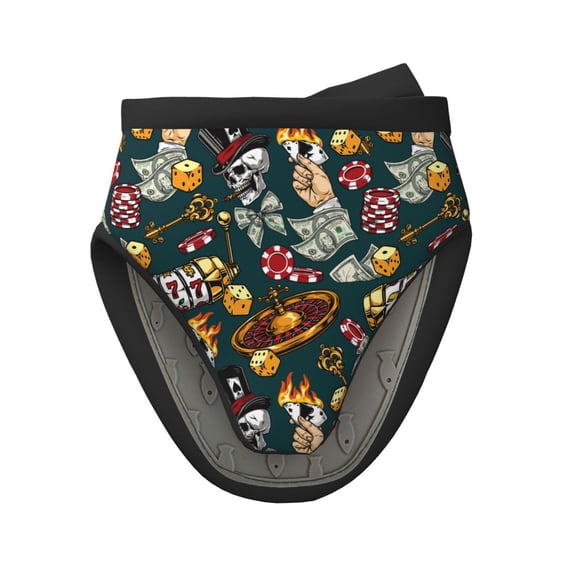 Pofeuu Vintage Casino Chips Print Thickened Mini Silicone Oven Mitts Heat Resistant, Rubber Oven Mitt Gloves, Finger Pinch Grips, Pot Holder, Silicone Potholder