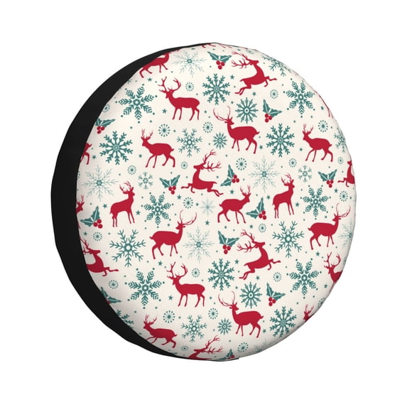 Pofeuu Vintage Christmas Reindeer Print Spare Tire Wheel Cover for Car Truck SUV Camper Universal Fit Spare Tire Cover RV Spare Tire Covers-14 inch