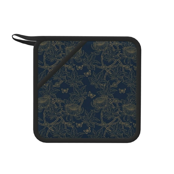 Pofeuu Vintage Chrysanthemum Print Silicone Trivet Mats,Silicone Hot Pads for Kitchen, Silicone Trivets for Hot Pots and Pans, Silicone Hot Pad
