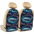 thumbnail image 1 of Pofeuu Vintage Colorful Patterned Dolphin Print 2 Pack PU Leather Kick Mat Back Seat Protector, Universal Car Seat Back Organizer, Waterproof Backseat Protector For Most Car, 1 of 8
