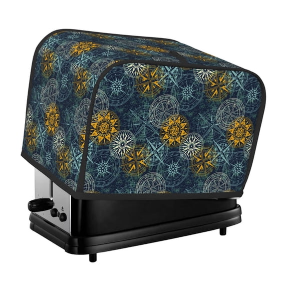 Pofeuu Vintage Compass Print Universal Two Slice Toaster Cover,Dust Cover, Toaster Cover Bread Machine Cover Fits for Most Standard 2 Slice Toasters