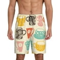 thumbnail image 1 of Pofeuu Vintage Cup Print Men's Soft Woven Elastic Waistband Sleep Pajama Short-3X-Large, 1 of 6