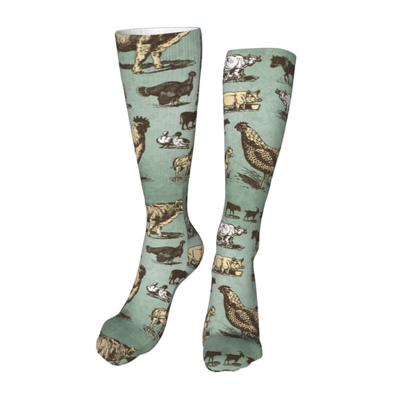 Pofeuu Vintage Farm Animals Print Stockings, Adult Running Hiking Socks for Youth and Adult-One Size