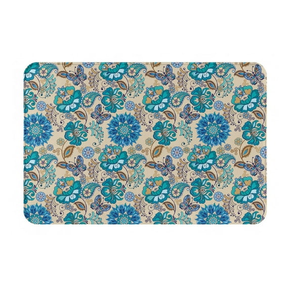Pofeuu Vintage Floral Butterflies Print Flannel Doormats Rug16"x24"Rug Washable Doormats Indoor Outdoor Rugs for Layered Front Door Mats, Porch, Kitchen, Entryway