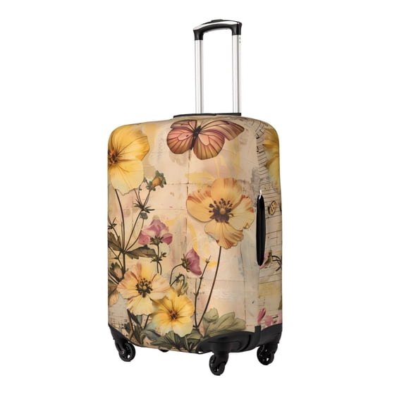Pofeuu Vintage Floral Butterfly Collage Print Luggage Suitcase Cover Protector Luggage Washable Covers Aesthetic for 18/24/28/32 inch Luggage(No luggage included)-Large