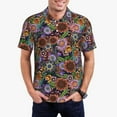 thumbnail image 1 of Pofeuu Vintage Floral Print Men's Loose Fit Midweight Short-Sleeve Pocket Polo-Large, 1 of 6