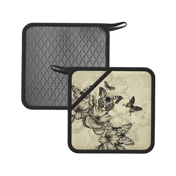 Pofeuu Vintage Floral Print Silicone Trivet Mats,Silicone Hot Pads for Kitchen, Silicone Trivets for Hot Pots and Pans, Silicone Hot Pad