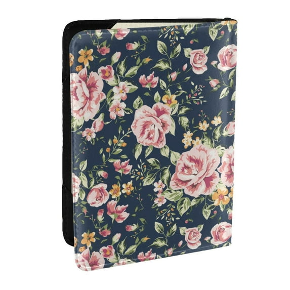 Pofeuu Vintage Floral Print Travel Document Organizer Passport Holder Men Women for Family (6.5 in x 4.5 in),Wallet Holder Credit Card Clutch Bag Case