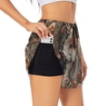 thumbnail image 1 of Pofeuu Vintage Floral White Horse Print Women's Athletic Shorts Running Workout Shorts Tummy Control Quick Dry Gym Shorts with Pockets Double layer sports shorts-Large, 1 of 7