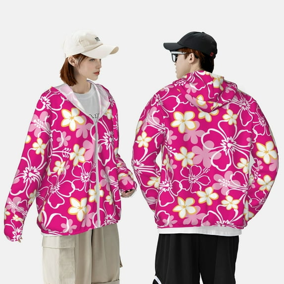 Pofeuu Vintage Flowers Print Sun Protection Outdoor Lightweight Full Zip UV Cooling Hoodie Long Sleeve Summer Clothing for Outdoor Hiking-X-Large