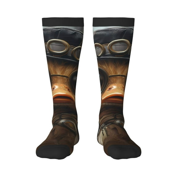 Pofeuu Vintage Gentleman Duck Print Stockings, Adult Running Hiking Socks for Youth and Adult