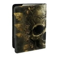 thumbnail image 1 of Pofeuu Vintage Gold Leaf Skull Print Travel Document Organizer Passport Holder Men Women for Family (6.5 in x 4.5 in),Wallet Holder Credit Card Clutch Bag Case, 1 of 5