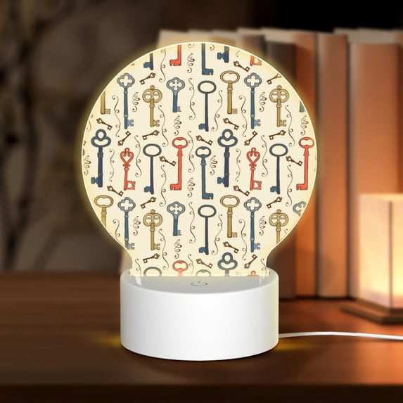 Pofeuu Vintage Keys1 Print LED Christmas Night Light Lamp Base Gift DIY 3D Clear Acrylic Blank Engrave Sheets for Room Cafe Bar Birthday Party Decoration