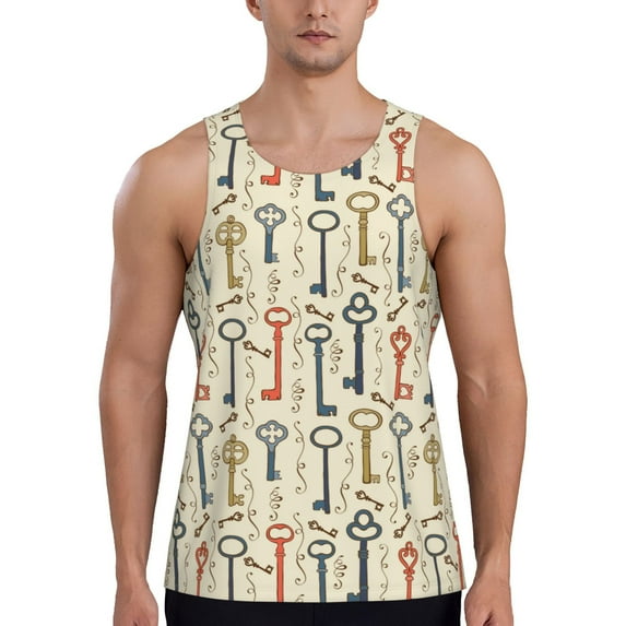 Pofeuu Vintage Keys1 Print Men's Workout Tank Tops Sleeveless Muscle Gym Shirt Quick Dry-XX-Large