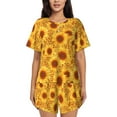 thumbnail image 1 of Pofeuu Vintage Leopard Print Sunflower Print Women's Pajama Set Short/Shorts Soft Button PJs Elastic Drawstring Waist Sleepwear-Large, 1 of 6