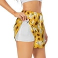 thumbnail image 1 of Pofeuu Vintage Marble Pattern Sunflower Print Women's Athletic Shorts Running Workout Shorts Tummy Control Quick Dry Gym Shorts with Pockets Double layer sports shorts-Small, 1 of 7
