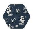 thumbnail image 1 of Pofeuu Vintage Marine Print Leather Coasters Set of 6, Round Cups Mugs Mat Pad for Home Kitchen Heat Resistant Drink Coasters,Hexagon, 1 of 7