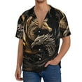 thumbnail image 1 of Pofeuu Vintage Metal Dragon Print Mens Casual Short Sleeve Shirts Beach Summer Spread Collar Pocket Tops Men's Casual Short-sleeved Shirt-Large, 1 of 5