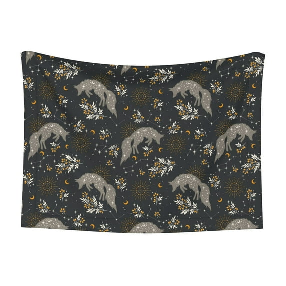 Pofeuu Vintage Moon with Plants and Fox Print Puppy Blanket,Dog Blankets,Pet Blanket Cozy Cat Blankets for Indoor Cats, Fuzzy Pet Blanket for Kitten Doggy Dog Blankets-Large