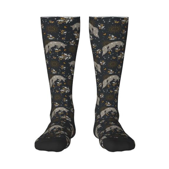 Pofeuu Vintage Moon with Plants and Fox Print Stockings, Adult Running Hiking Socks for Youth and Adult