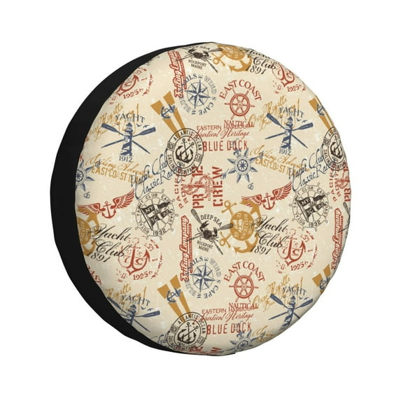 Pofeuu Vintage Nautical Print Spare Tire Wheel Cover for Car Truck SUV Camper Universal Fit Spare Tire Cover RV Spare Tire Covers-16 inch