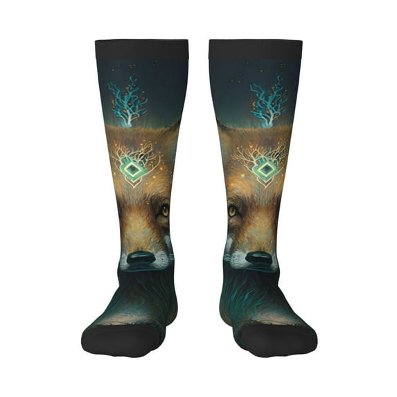 Pofeuu Vintage Pattern Fox Print Stockings, Adult Running Hiking Socks for Youth and Adult