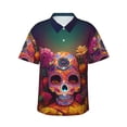 thumbnail image 1 of Pofeuu Vintage Patterned Skull Print Hawaiian Shirt for Men Sleeves Casual Button Down Summer Beach Dress Shirts T-Shirts,Large, 1 of 7