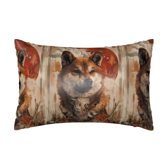 Pofeuu Vintage Shiba Inu Art Print Satin Pillowcase for Hair and Skin Pillow Cases, Silk Pillow Cases, Soft Cooling Pillow Covers, 20x30 Inches(Pillow core not included)
