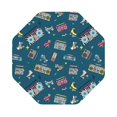 thumbnail image 1 of Pofeuu Vintage Tape Players And Skates Print Leather Coasters Set of 6, Round Cups Mugs Mat Pad for Home Kitchen Heat Resistant Drink Coasters,Octagon, 1 of 7