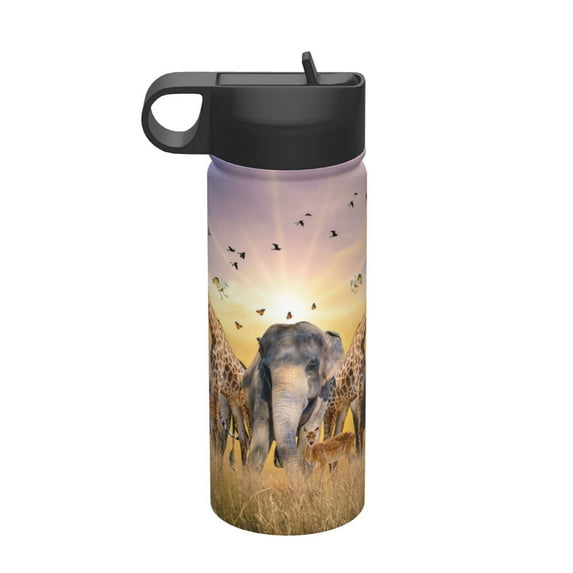 Pofeuu Vintage Wildlife Protection Print 18oz Sports Insulated Kettle, Sports Bottle Water Bottles For Men Women For Gym Hiking Camping Running Mountain Bike Outdoor Sports