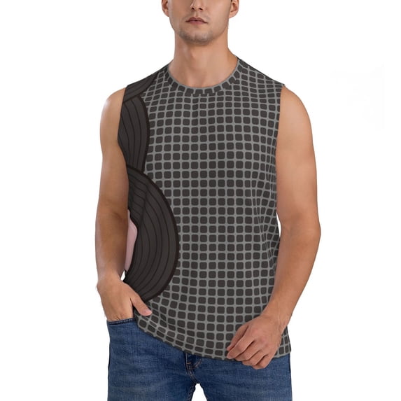 Pofeuu Vinyl Records Print Men's Muscle T-Shirt, Sleeveless, Muscle Tank, Classic Muscle Tee Top For Men Casual Sleeveless Muscle T-Shirt Trendy Clothes-Large