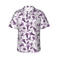 thumbnail image 1 of Pofeuu Violets Flowers Print Hawaiian Shirt for Men Sleeves Casual Button Down Summer Beach Dress Shirts T-Shirts,Small, 1 of 7