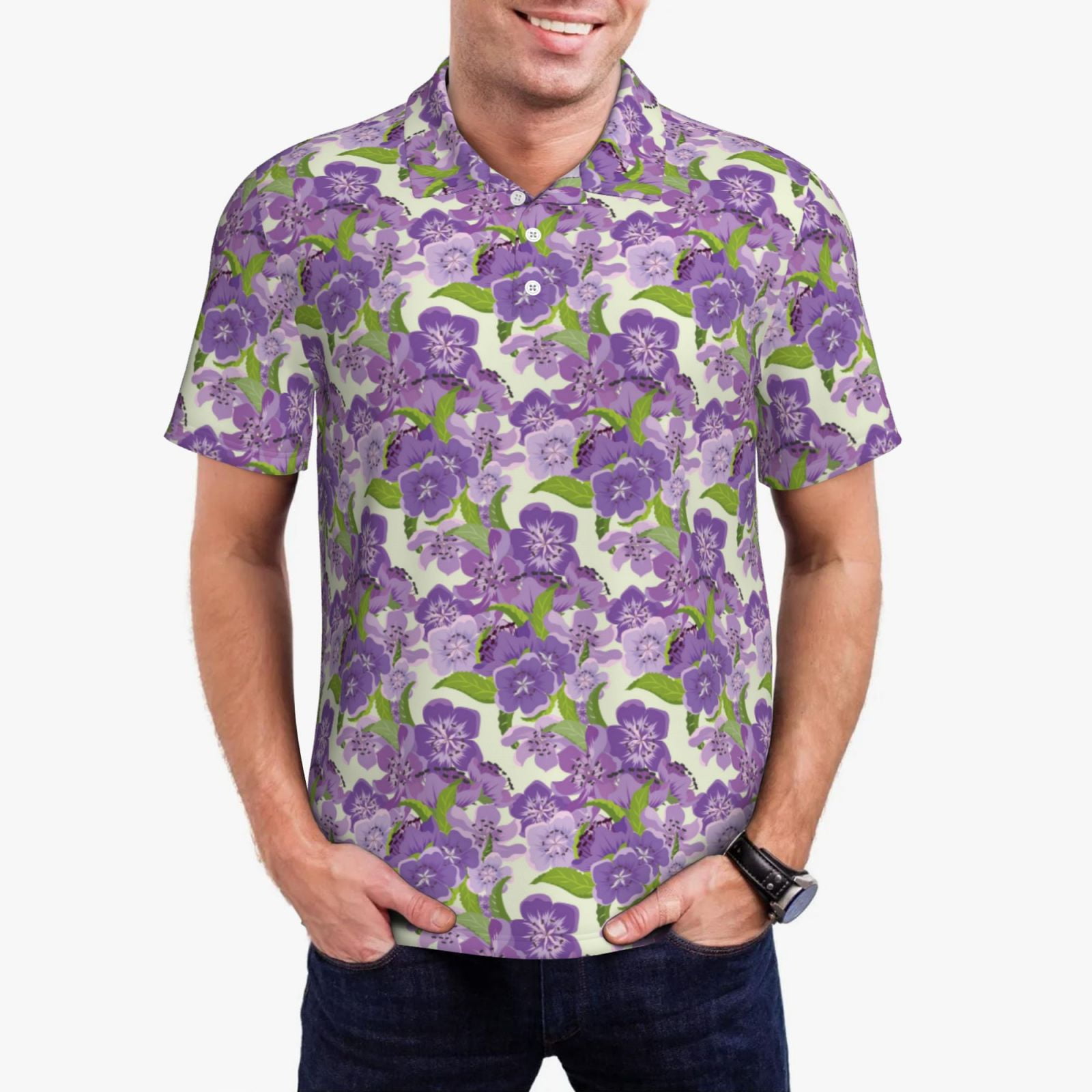 Men's Retro Flowers Polo