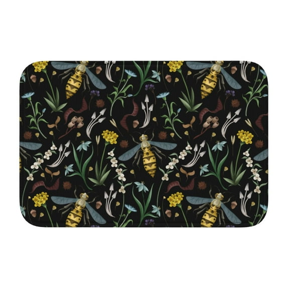 Pofeuu Wasp and Florals Print Hem Mat 40x60 - Multipurpose Doormat for Indoor & Outdoor Use - Welcome Your Guests with our Entrance Mat