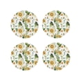 thumbnail image 1 of Pofeuu Watercolor Bright Sunflowers Print Coasters for Drinks, 4Pack PU Leather Coasters, Bar Drink Coasters for Tabletop Protection, Furniture from Damage-Round Shape, 1 of 6