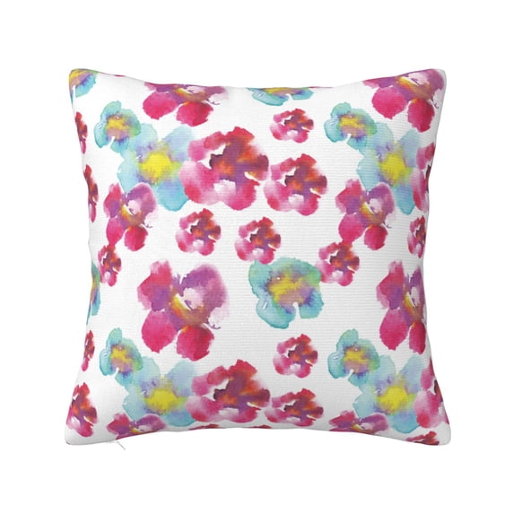 Pofeuu Watercolor Flowers Print Double-sided plush pillowcase Square Throw Pillow Covers Pillows Cover for Living Room Bedroom Sofa Couch Cushion Cover(No pillow core)-18"x18"