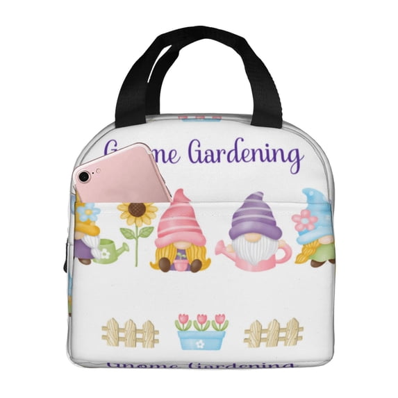 Pofeuu Watercolor Gnome Garden Print Lunch Bag Lunch Box Insulated Lunch Bag Adult Lunch Box for Men and Women