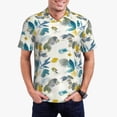 thumbnail image 1 of Pofeuu Watercolor Leaves Print Men's Loose Fit Midweight Short-Sleeve Pocket Polo-4X-Large, 1 of 6
