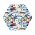 thumbnail image 1 of Pofeuu Watercolor Sailboat Print Leather Coasters Set of 6, Round Cups Mugs Mat Pad for Home Kitchen Heat Resistant Drink Coasters,Hexagon, 1 of 7