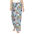 thumbnail image 1 of Pofeuu Watercolor Sailboat Print Women's Fashion Pajama Pants with Pockets Comfy Drawstring Sleep Lounge Bottoms-X-Large, 1 of 6