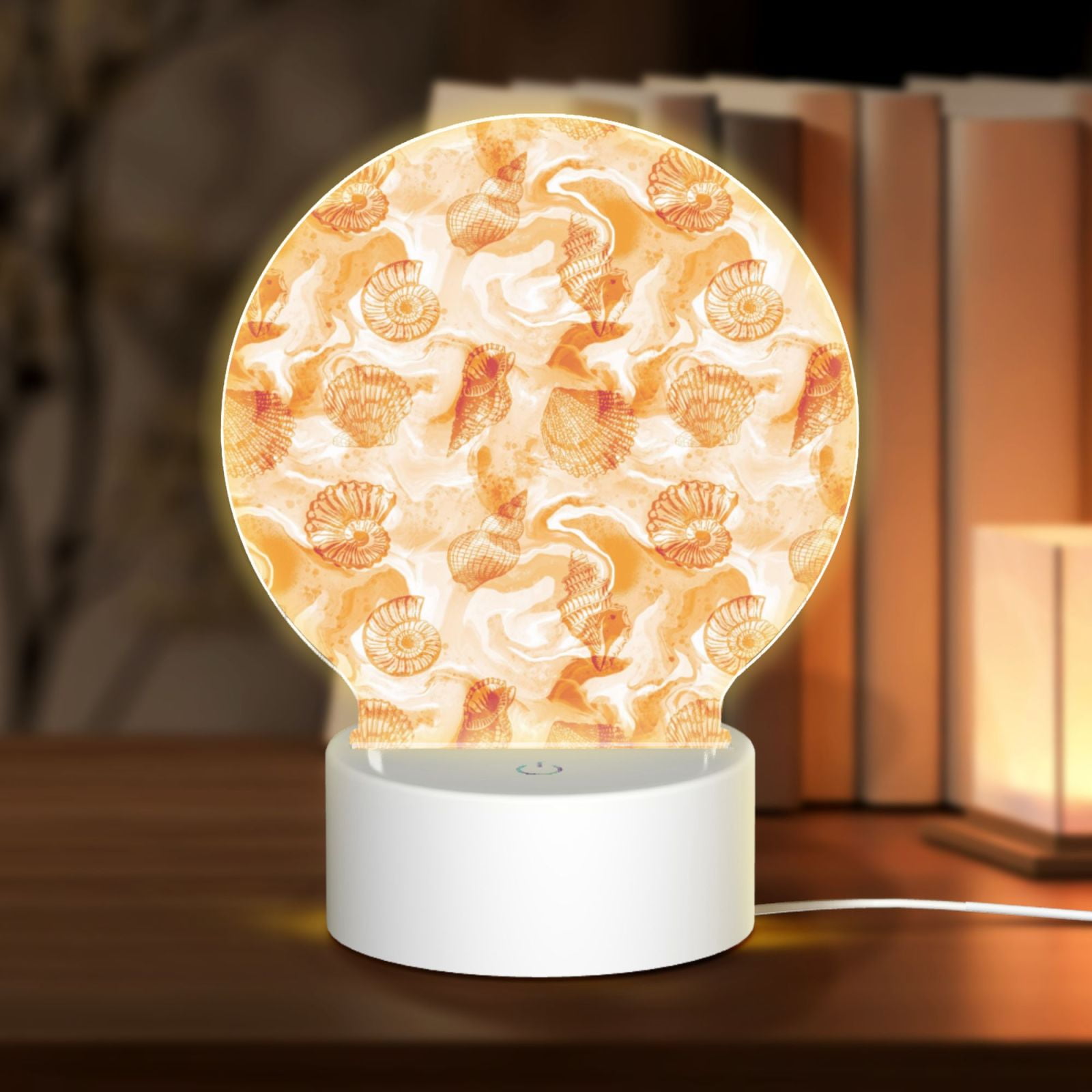 Pofeuu Watercolor Sea Shells Print LED Christmas Night Light Lamp Base ...