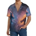 thumbnail image 1 of Pofeuu Watercolor Sky Dragon Print Mens Casual Short Sleeve Shirts Beach Summer Spread Collar Pocket Tops Men's Casual Short-sleeved Shirt-Large, 1 of 5