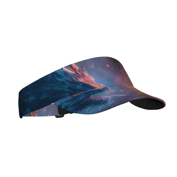 Pofeuu Watercolor Sky Dragon Print Sunscreen Visor Cap Adjustable Sport Empty Top Baseball Sun Cap for Men Women Sports Outdoor Headwear