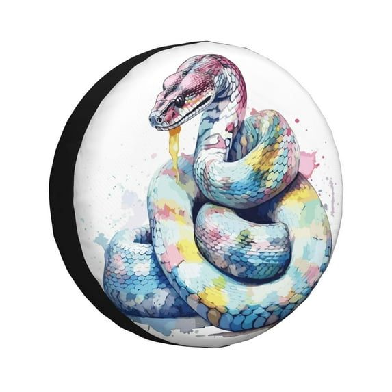 Pofeuu Watercolor Snake Print Spare Tire Wheel Cover for Car Truck SUV Camper Universal Fit Spare Tire Cover RV Spare Tire Covers-14 inch