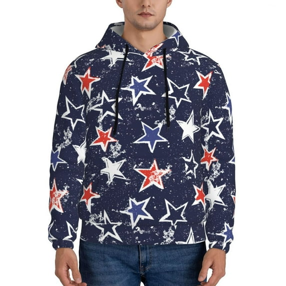 Pofeuu Watercolor Stars Print Mens Casual Hooded Collar Drawstring Hoodies Pullover Sweatshirts Casual Long Sleeve Shirts-4X-Large